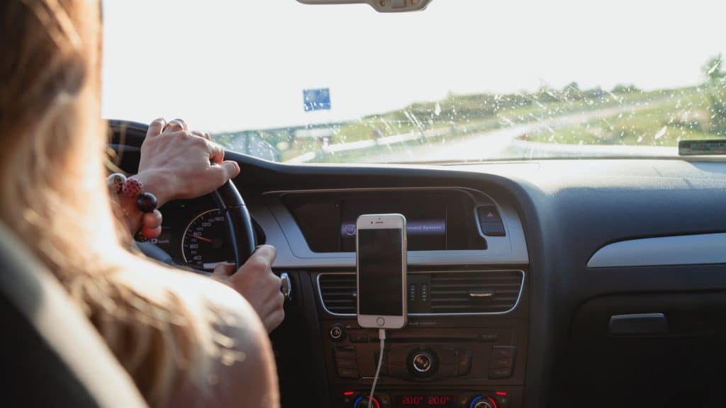 Woman driving a car