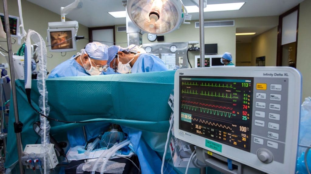 performing surgery in operating room 