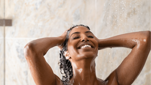 woman showering 