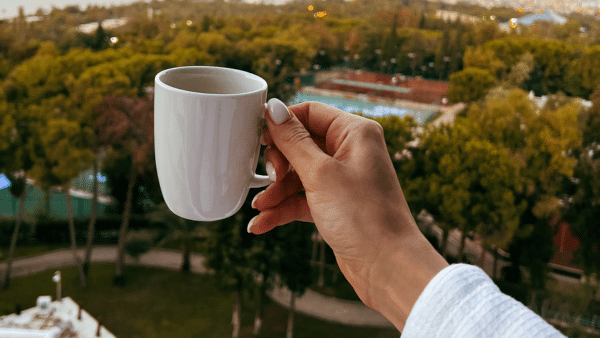 reflecting with coffee