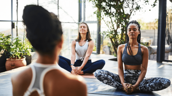 women at yoga class