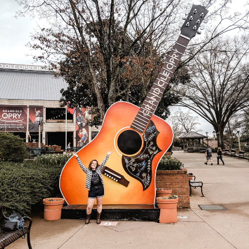 photo outside the Grand Ole Opry in Tennessee